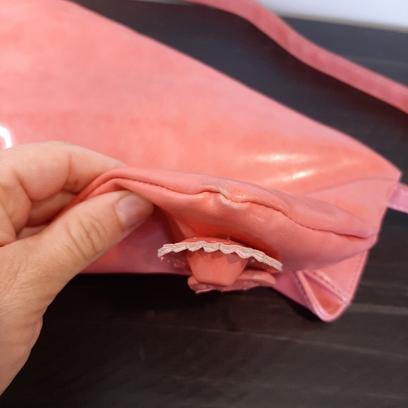 💠Convertible Faux Leather Crossbody Shoulder Bag Peach Pink Laser Cut - Picture 11 of 15